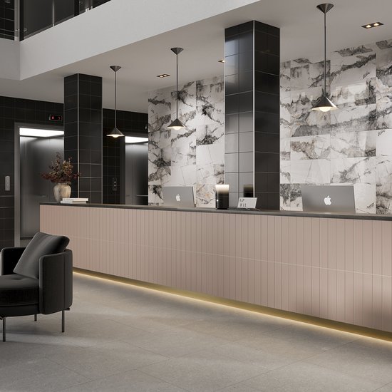 Spectrum Blush Satin 400x75mm & Skyline Tokyo Gold Gloss 600x300mm