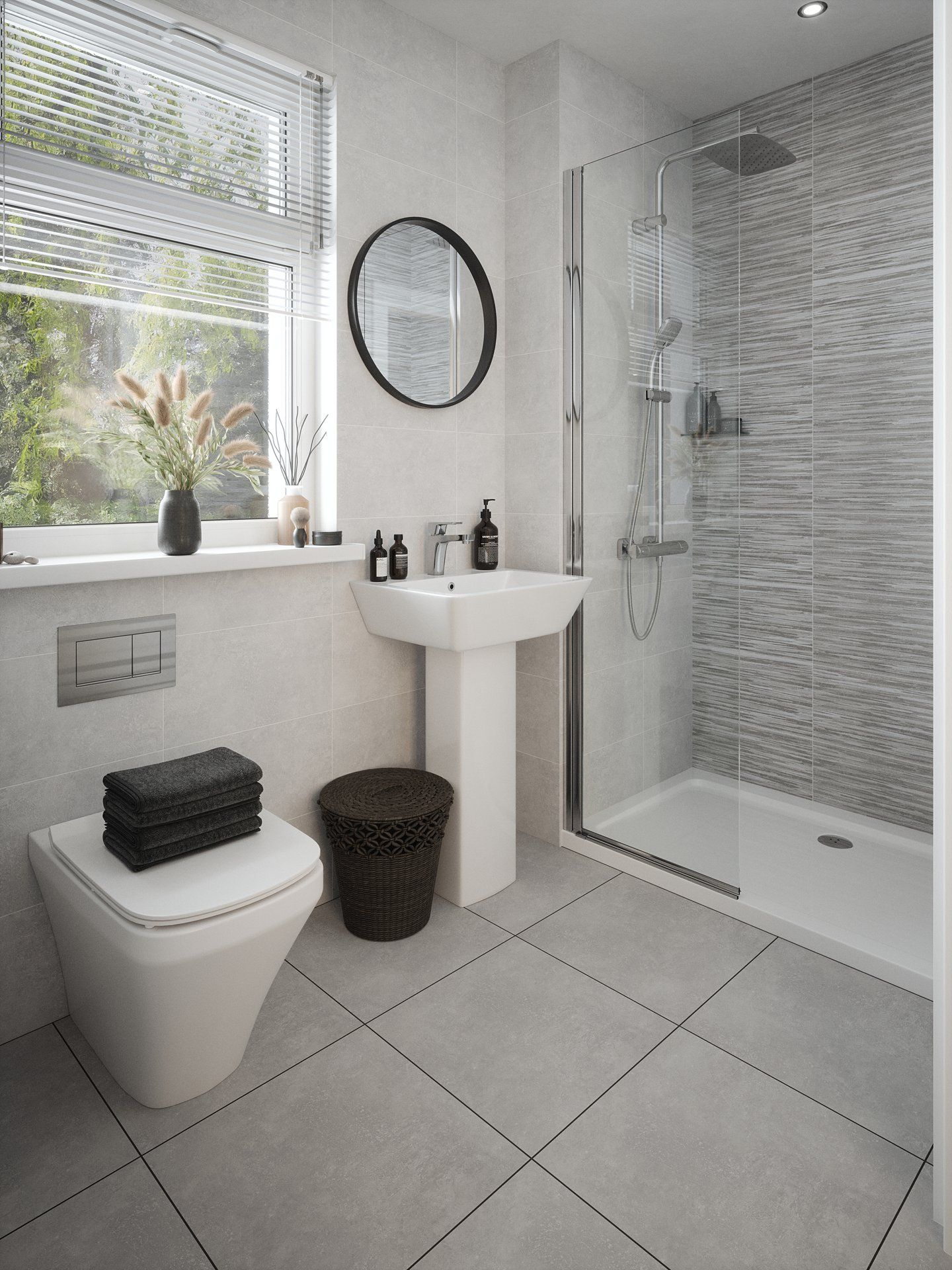 Light grey bathroom store tiles