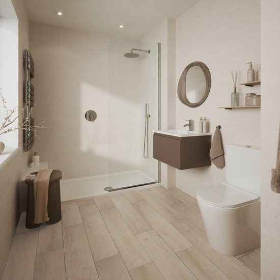 Timberline Maple Natural 990x195mm & Fossilite White Satin 600x300mm
