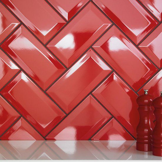Bevel Brick Red Gloss 200x100mm