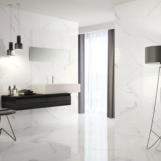 Glide White Carrara Gloss 600x300mm & White Carrara Polished 600x600mm